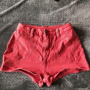 HIGH WAISTED RED BDG SHORTS